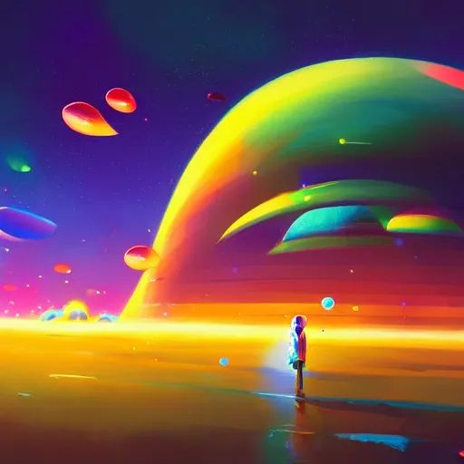 Image similar to a colorful background with a lot of bubbles, concept art by rhads, behance contest winner, space art, outrun, psychedelic, retrowave