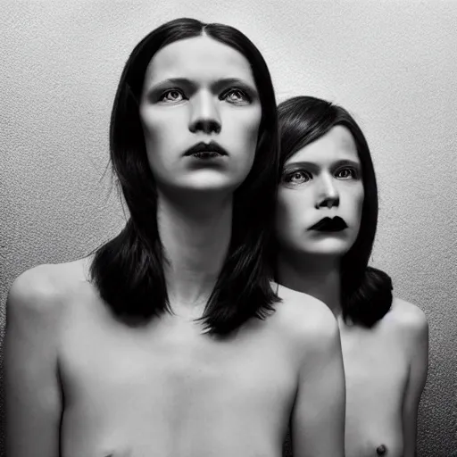 Prompt: photograph of two young woman by erwin olaf