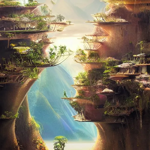 Prompt: beautiful portrait of bamboo living pods shaped like a sea shell embedded on the side of a cliff, windows, the time machine, spaceship by john berkey, panoramic view, ssci - fi, futuristic valley, rendered in octane, art by artgerm, artwork by peter gric and brian froud and esao andrews and david hardy