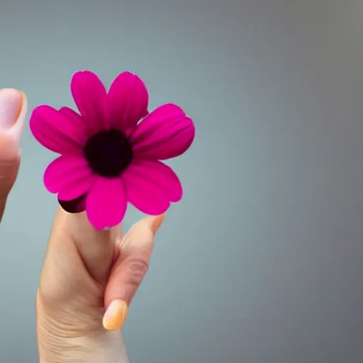 Prompt: A flower with a human finger growing out of it.