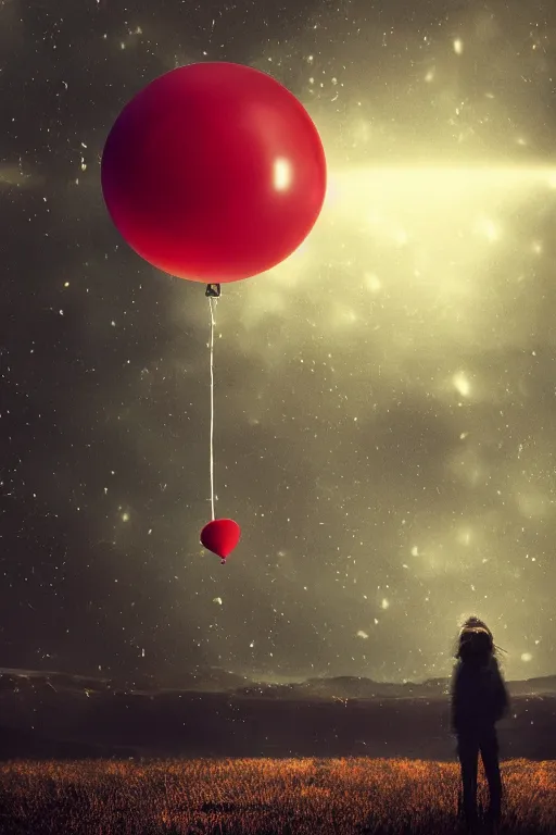 Prompt: the universe suspended in the infinite void by a single red balloon, dramatic lighting, cinematic, establishing shot, extremely high detail, foto realistic, cinematic lighting, post processed, concept art, high details, cinematic, 8k resolution, beautiful detailed, photorealistic, digital painting, artstation, concept art, smooth, sharp focus, artstation trending, octane render, unreal engine