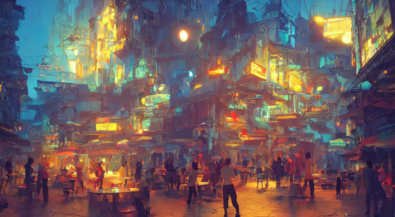 Image similar to bazaar zouk oriantal multicolorful sky shine place mosquet painting stylized digital video game icon global illumination ray tracing 8 k hd resolution, by ilya kuvshinov and cushart krentz and gilleard james