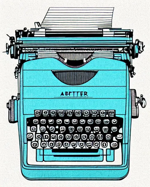 Image similar to artdeco illustration digital art typewriter. retro. colorful pastel. 3 d.