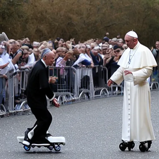 Image similar to the pope on roller skates