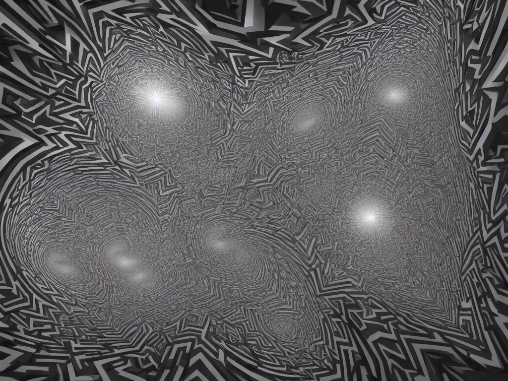 Prompt: fractal by mc escher, artstation, volumetric lighting, perfect, high detail
