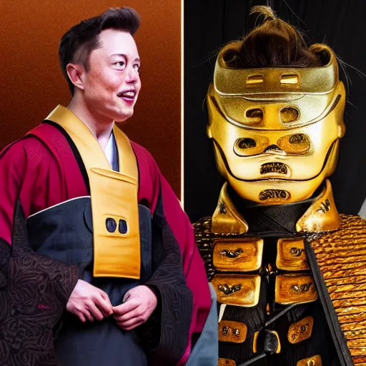 Prompt: elon musk dressed up as a samurai for halloween, hd, high resolution, hyper realistic, 4 k, intricate detail