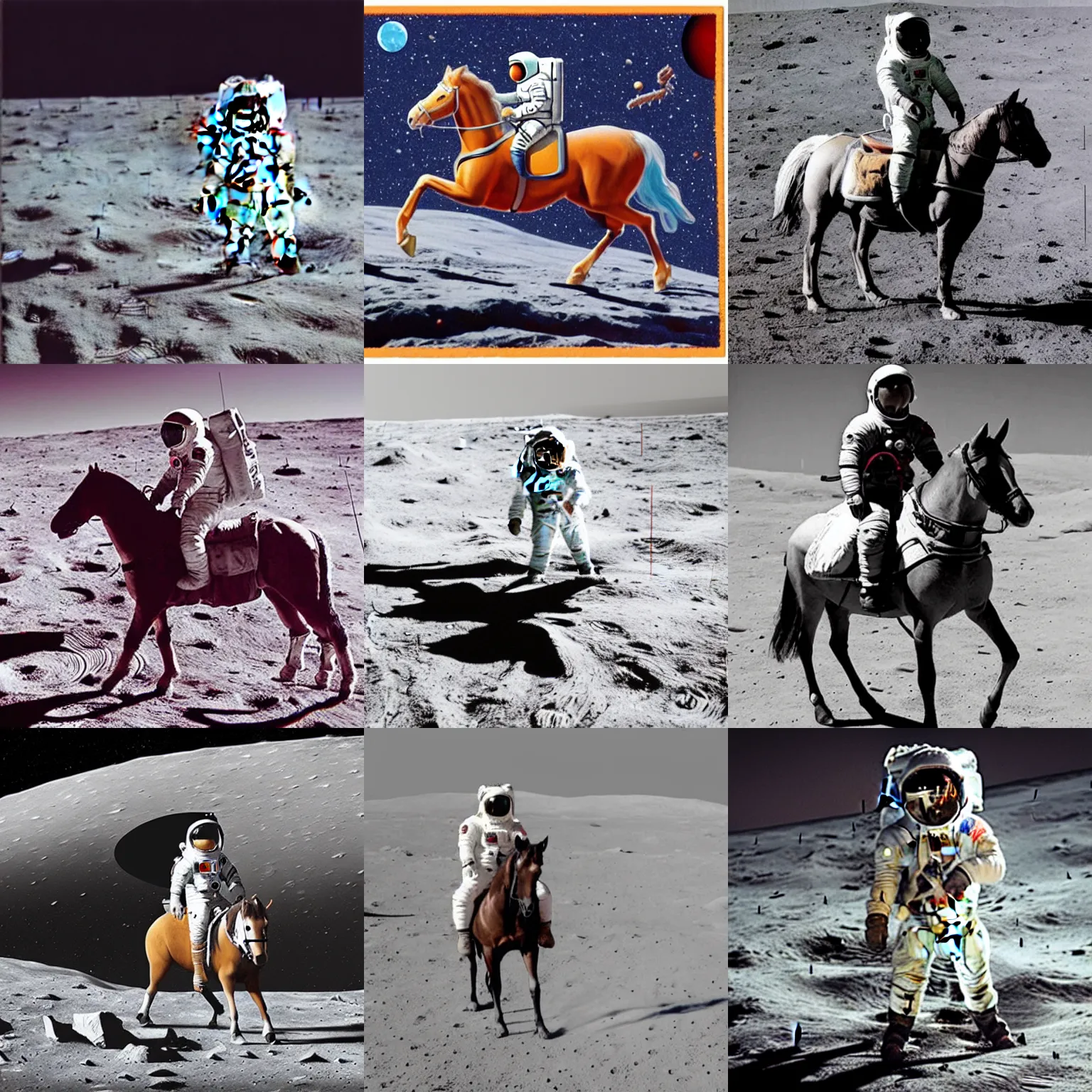 Image similar to astronaut riding a horse on the moon