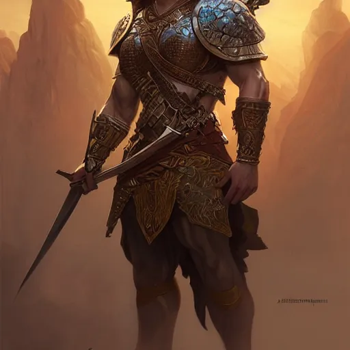 Image similar to Nathan Fielder as a warrior, D&D, muscular, fantasy, intricate, elegant, highly detailed, digital painting, artstation, concept art, smooth, sharp focus, illustration, art by artgerm and greg rutkowski and alphonse mucha