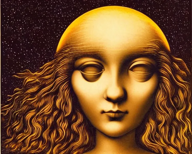 Image similar to universe cosmology mental state, a closeup simple vector pop surrealism, by ( leonardo da vinci ) and rafal olbinski