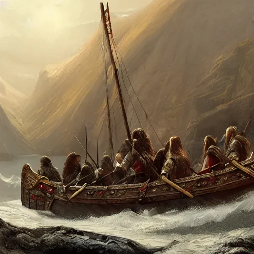 Image similar to a portrait painting of a viking ship, digital painting, hyper realistic, nordic mythology, full of details, in the style if greg rutkowski,