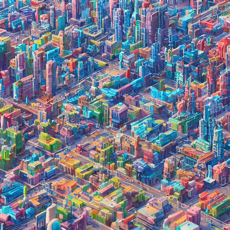 Prompt: plasticine painting of a japanese city, 3 d render, highly detailed, vibrant, by ross tran and james jean