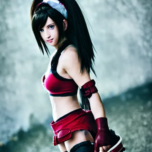 Image similar to aerith gainsborough mixed with tifa lockhart