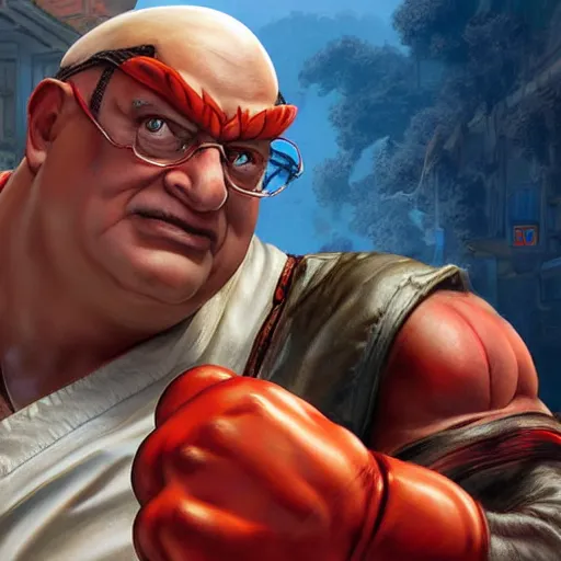 Prompt: wayne knight as e. honda street fighter, portrait, ultra realistic, concept art, intricate details, highly detailed, photorealistic, octane render, 8 k, unreal engine, art by frank frazetta, simon bisley, brom