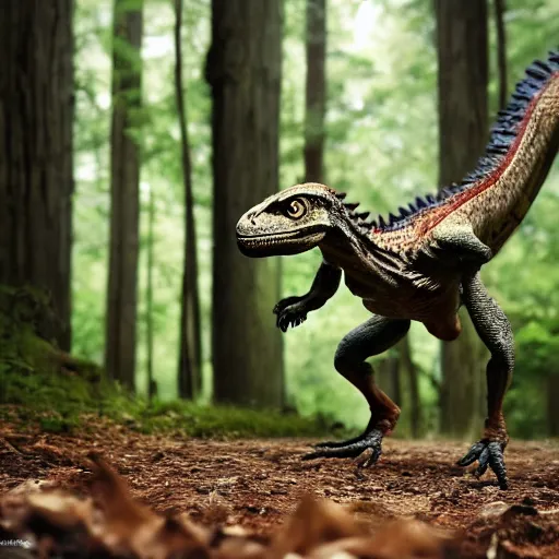 Image similar to National Geographic photo of velociraptor in the Forrest