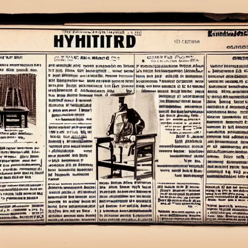 Image similar to isometric view of an hybrid ethnographic object on display, ( conceptual art ), ( ready - made ), offset photography, black, white, and orange, old newspaper