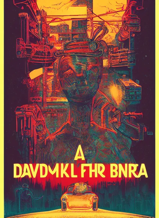 Prompt: a movie poster with david lynch, kilian eng, dan mumford, drew struzan, detailed