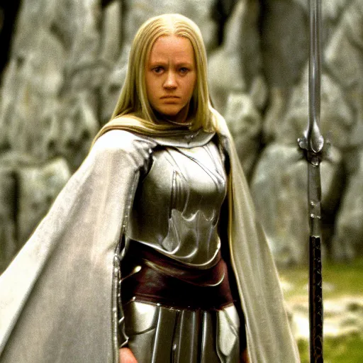 Prompt: film still of Clare from Claymore in Lord of the Rings (2001), 4k