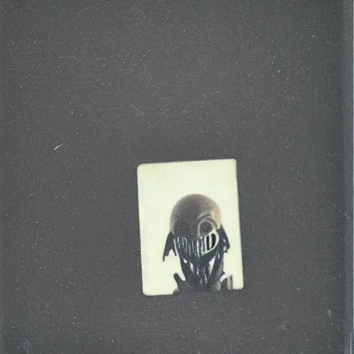 Image similar to Alien!!!! caught on camera basement polaroid photo 90s out of focus grimy