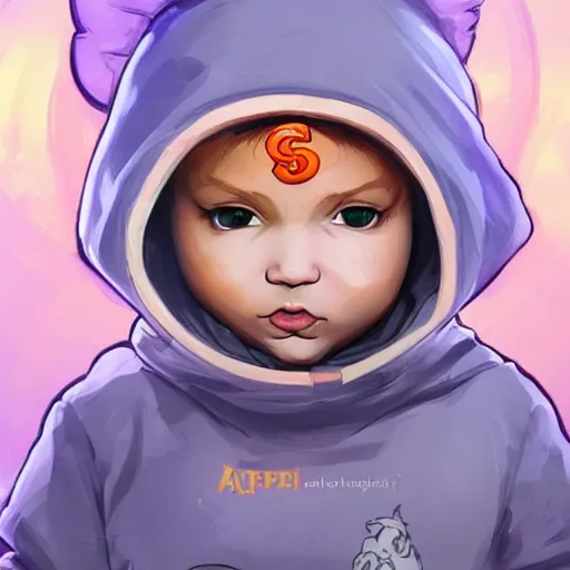 Image similar to baby Angel, baby cherub,wearing angel, face covered, Gucci, halo, ski mask, balaclava, face covered, wearing angel halo covered face, orange hoodie, hip hop, multiple golden necklaces, fantasy art apex fortnite Video game icon, 2d game art gta5 cover , official fanart behance hd artstation by Jesper Ejsing, by RHADS, Makoto Shinkai and Lois van baarle, ilya kuvshinov, rossdraws