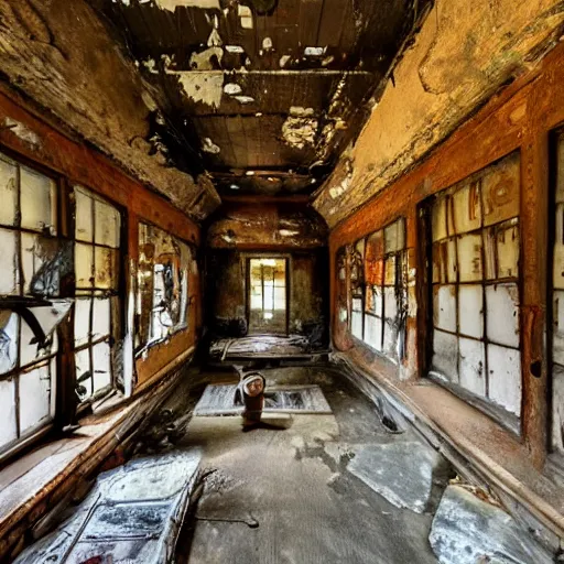 Prompt: inside of abandomed museum