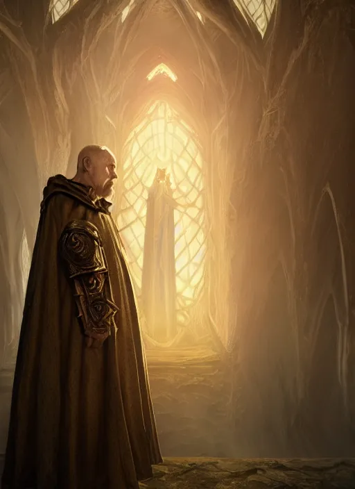 Prompt: priest father, ultra detailed fantasy, elden ring, realistic, dnd character portrait, full body, dnd, rpg, lotr game design fanart by concept art, behance hd, artstation, deviantart, global illumination radiating a glowing aura global illumination ray tracing hdr render in unreal engine 5