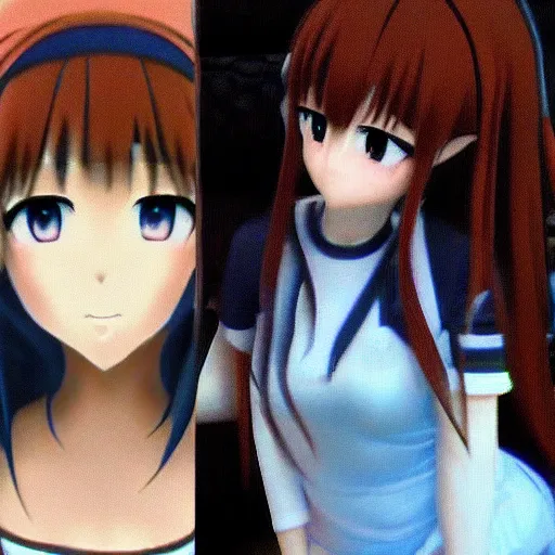 Image similar to 2 4 0 p footage, 2 0 0 6 youtube video, low quality photo, anime girl in real life, 3 d anime girl