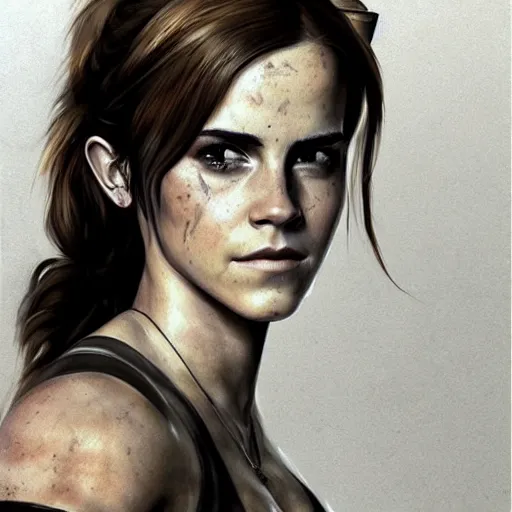 Image similar to Emma Watson as Lara Croft, concept art, highly-detailed, stunning