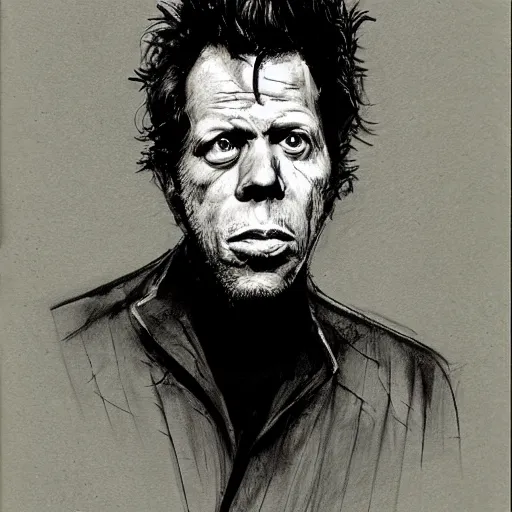 Image similar to tom waits portrait sketch