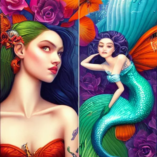 Image similar to mermaid portrait, Pixar style, by Tristan Eaton Stanley Artgerm and Tom Bagshaw.