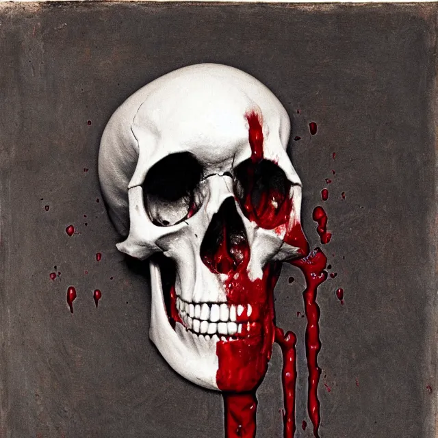 Image similar to blood pouring from a skull, primitive art