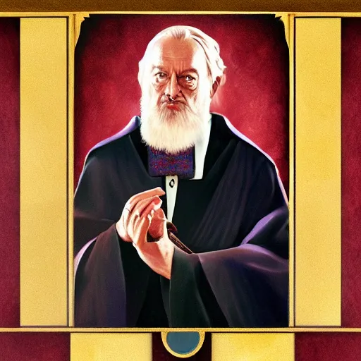 Image similar to dumbledore as art deco, painting