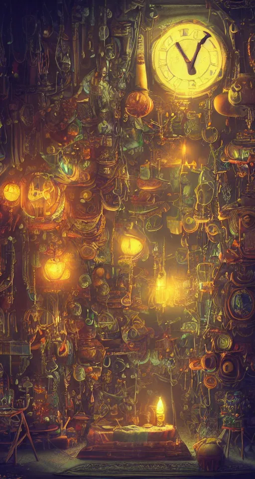 Image similar to tapestries of dreams, ultra detailed, dark, steampunk, moody, candles, neon signs, neon highlights, characters from machinarium, by don bluth, trending on artstation, octane render