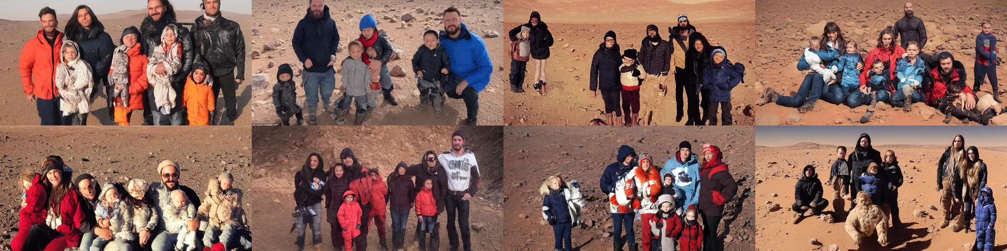 Prompt: mars aint the kinda place to raise a kid, in fact it's cold as hell, family photo