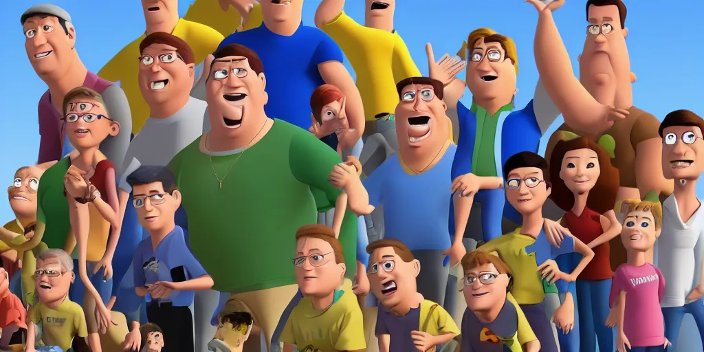 Image similar to King of the Hill in Pixar animation style, 4K