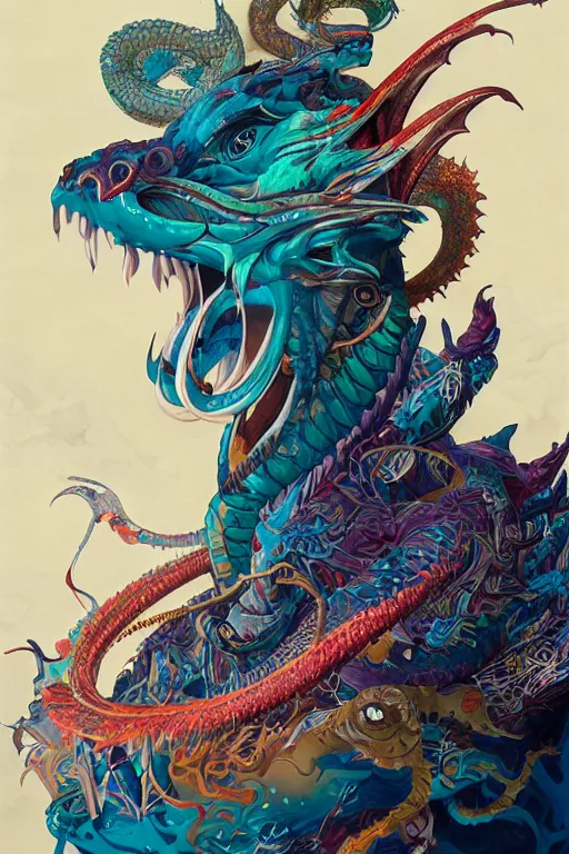 Image similar to Tristan Eaton, victo ngai, peter mohrbacher, artgerm portrait of a dragon