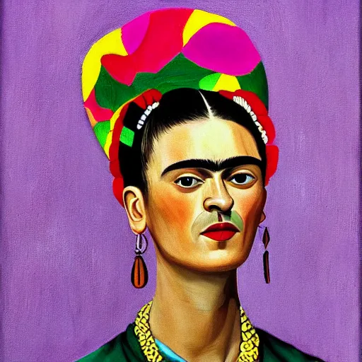 Prompt: Frida, geometry, bright colors, painting