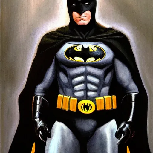 Prompt: Painting of Christian bale Batman oil painting