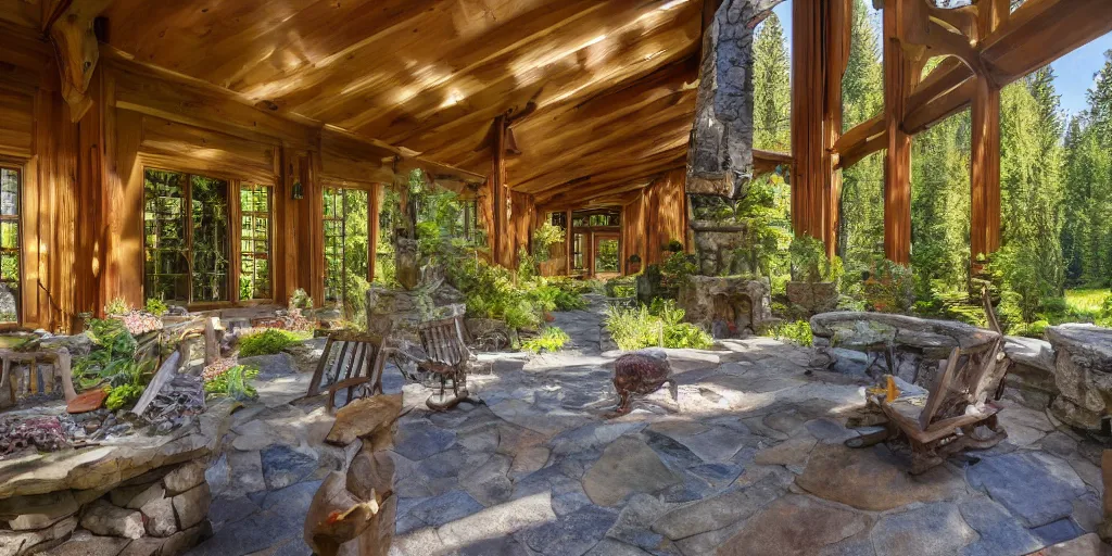 Image similar to residence in the style of rivendell, washington state