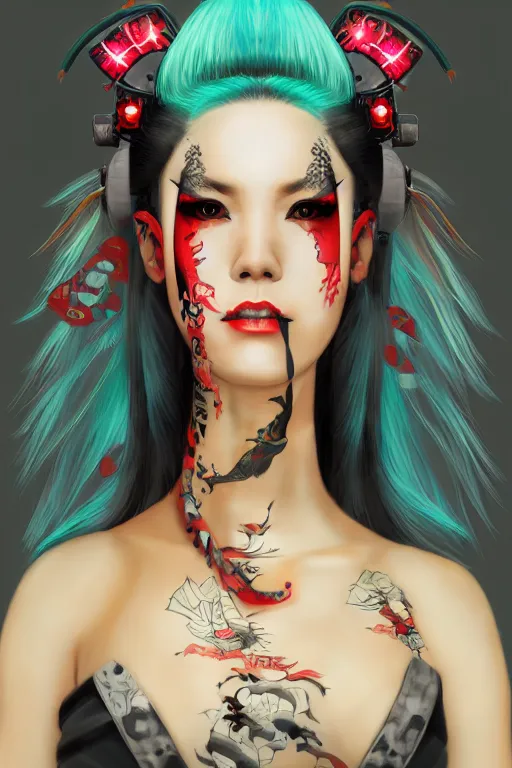 Image similar to agile geisha cyberpunk Dragon princess, digital art, 8k ,character ,realistic, portrait, hyperrealistic