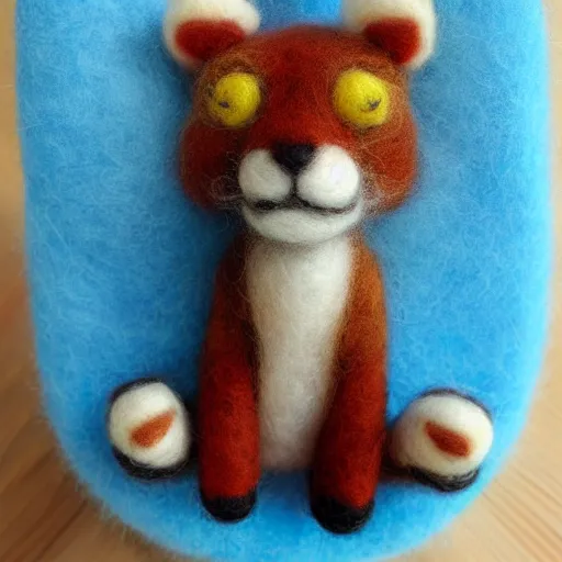 Image similar to Popsicle Tiger, needle felted Art Toy, realistic, high details, 8k