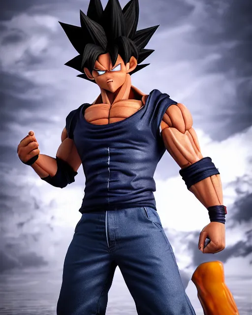 Image similar to 3 d high octane render, 8 k cgi, unreal engine, photorealistic goku, portrait, dynamic lighting, photorealistic, unreal engine, octane, ultra detailed, detailed faces, hd quality