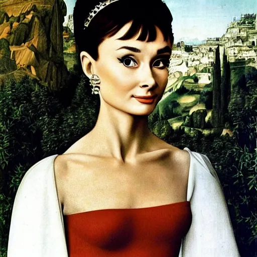 Prompt: audrey hepburn art by giovanni bellini