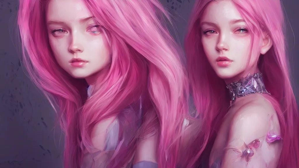 Image similar to teen girl, pink hair, gorgeous, amazing, elegant, intricate, highly detailed, digital painting, artstation, concept art, sharp focus, illustration, art by Ross tran