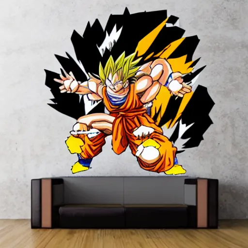 Image similar to die cut sticker, goku, gatling attack by luffy, splatter paint