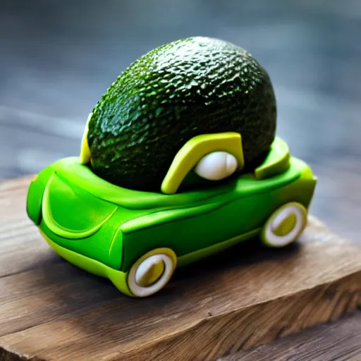 Prompt: Avocado car