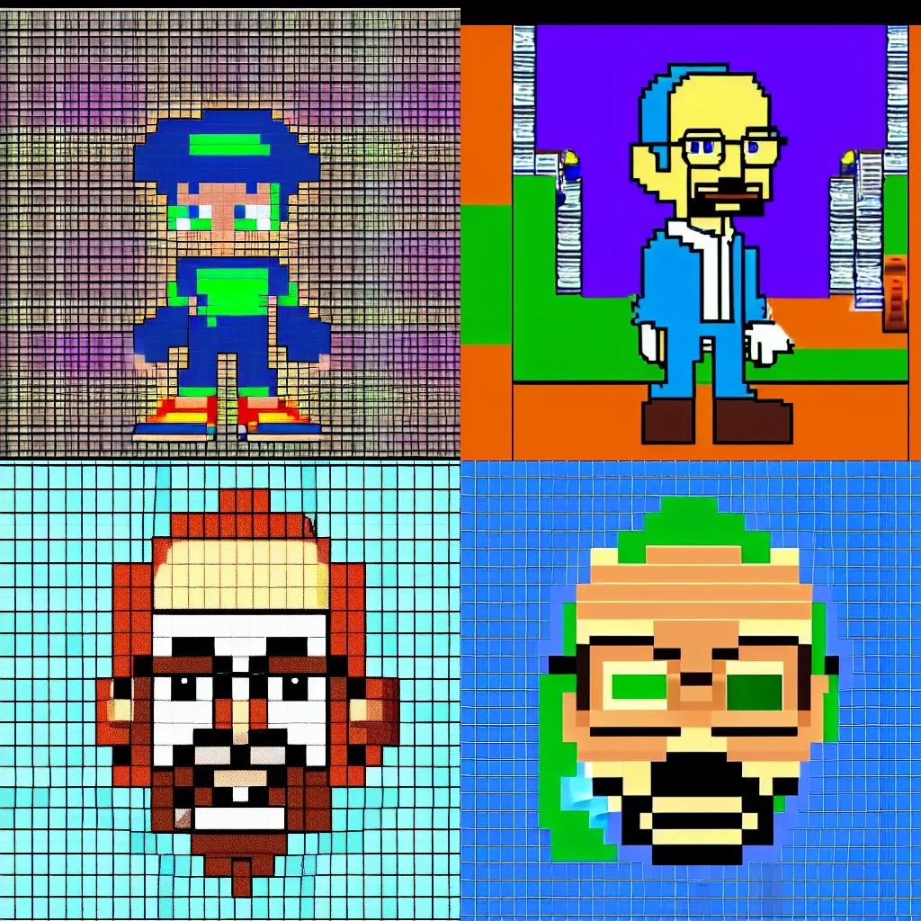 Prompt: walter white large head as boss in sonic, pixelart