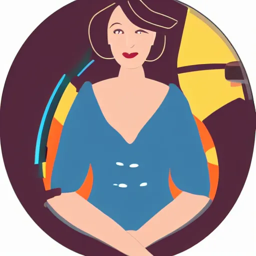Prompt: a woman sitting on a yacht in canvas style, svg icon