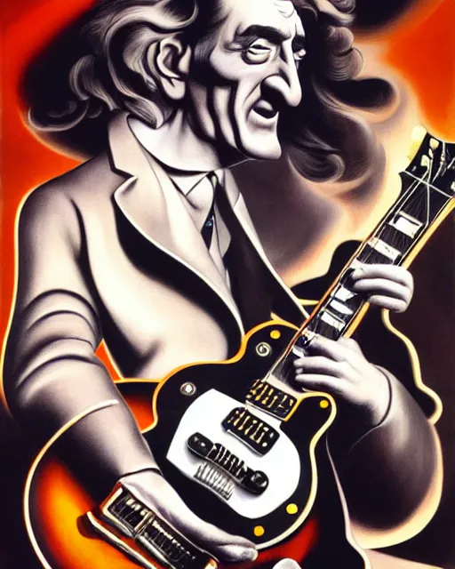 Image similar to barry chuckle ( shredding on a gibson les paul. guitar solo, bold, art by stanisław szukalski, 3 d 8 k )