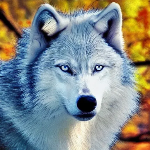 anime white wolves with blue eyes