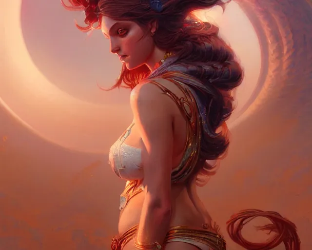 Prompt: illustration of a seductive and powerful aphrodite, detailed intricate illustration, detailed illustration, hd, 4 k, digital art, overdetailed art, by greg rutkowski, by loish, complementing colors, trending on artstation, deviantart